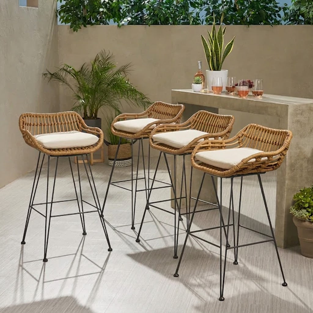 Set of 4 Brita Rattan Flat Bar Chairs