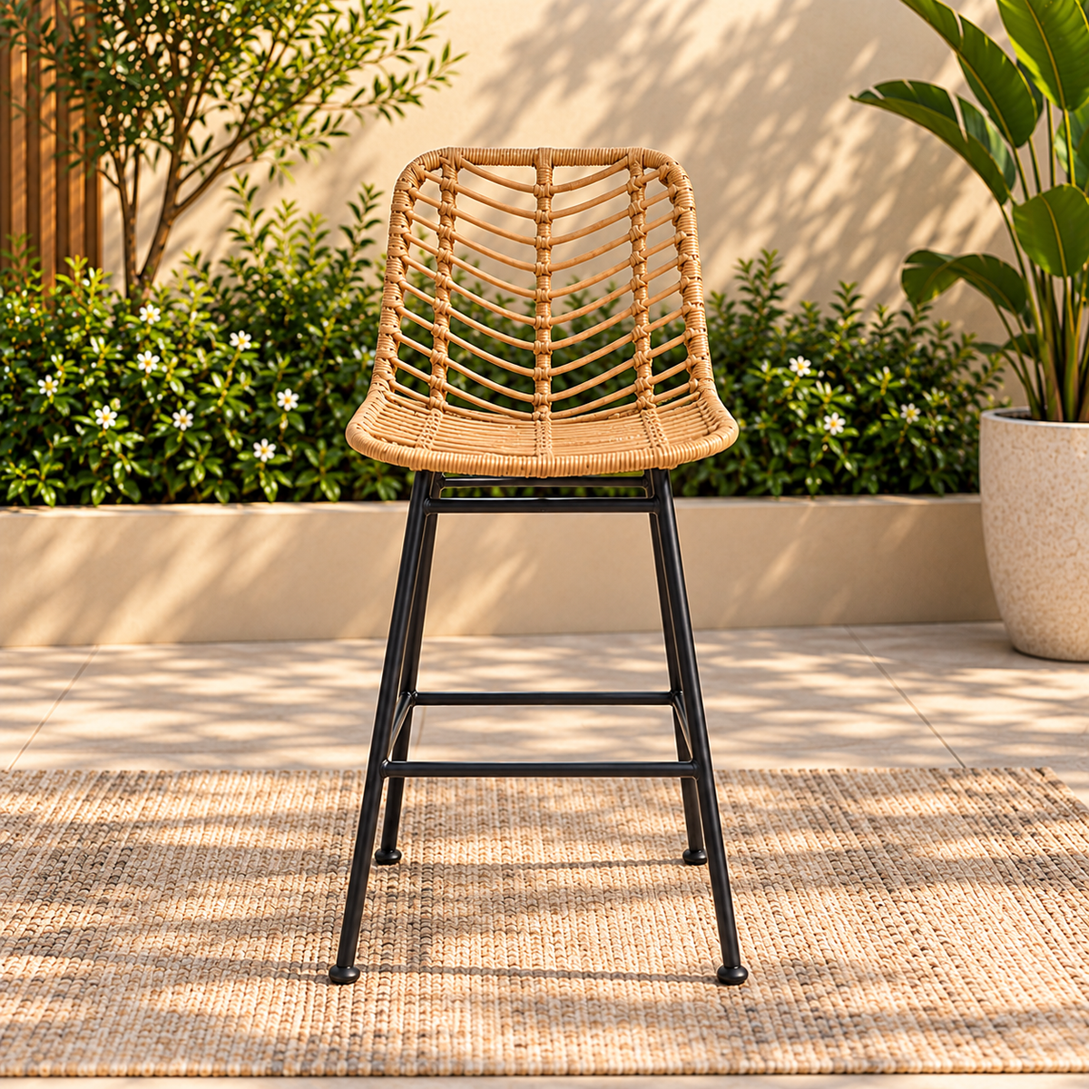 Beige Brita Rattan Bar Chair