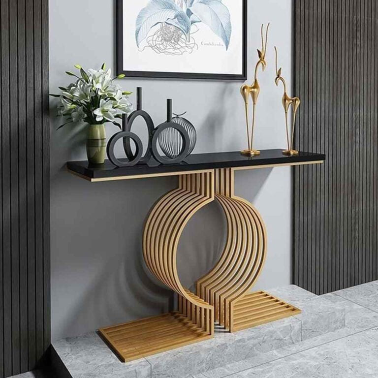 Modern console with painted iron materials and black MDF wood – elegant contemporary design