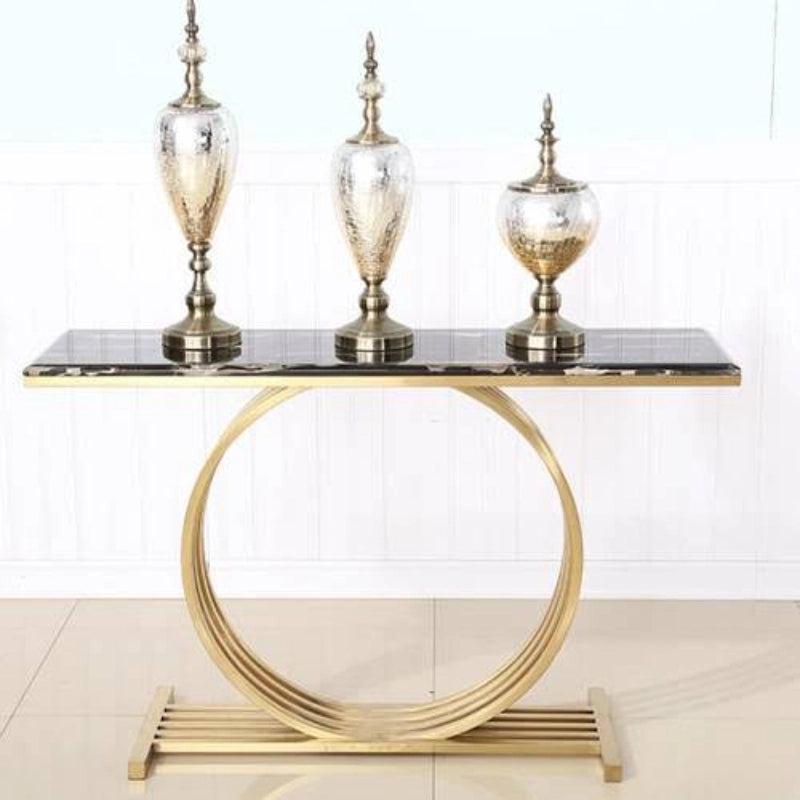 Gunnar Modern Console Iron and Black Spanish Marble – Luxury and Contemporary Design