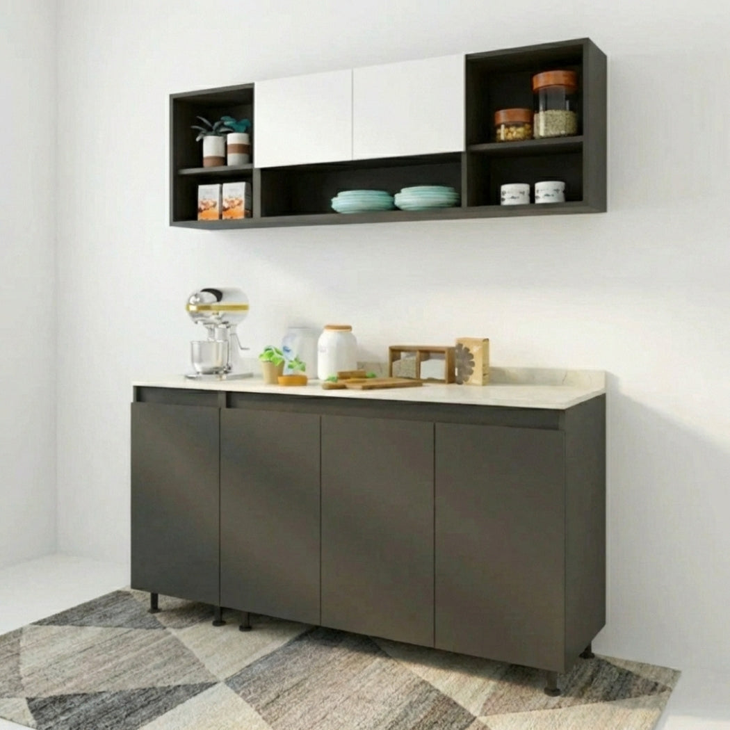 Two-piece kitchen with wood countertops and MDF wood - KYN-010