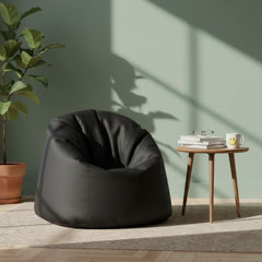 Medium size leather bin bag, distinctive and practical in black ELH-105