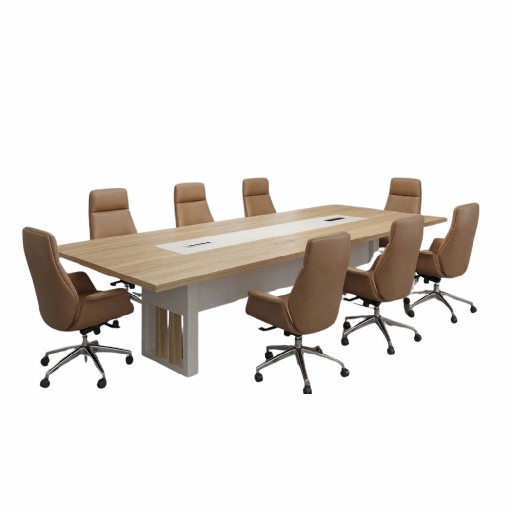 ترابيزة اجتماعات خشب MDF إسباني مع شاسيه معدني – تصميم عصري متين
