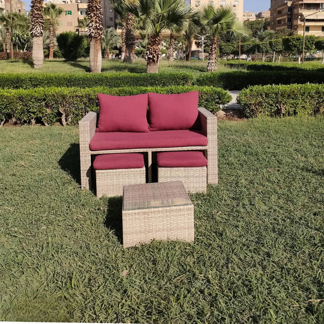 كنبة وترابيزة وبوف رتان  - OS-441