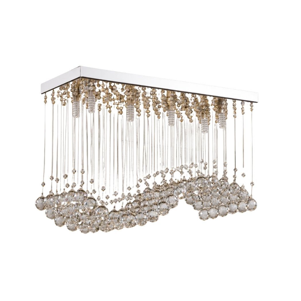 Crystal and steel chandelier with an elegant and luxurious design