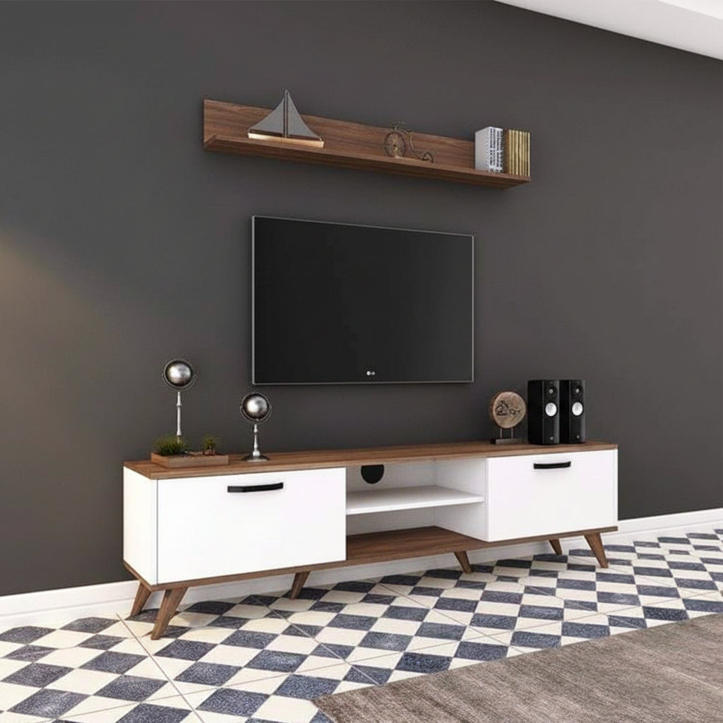 Joslinga TV table with one piece top unit