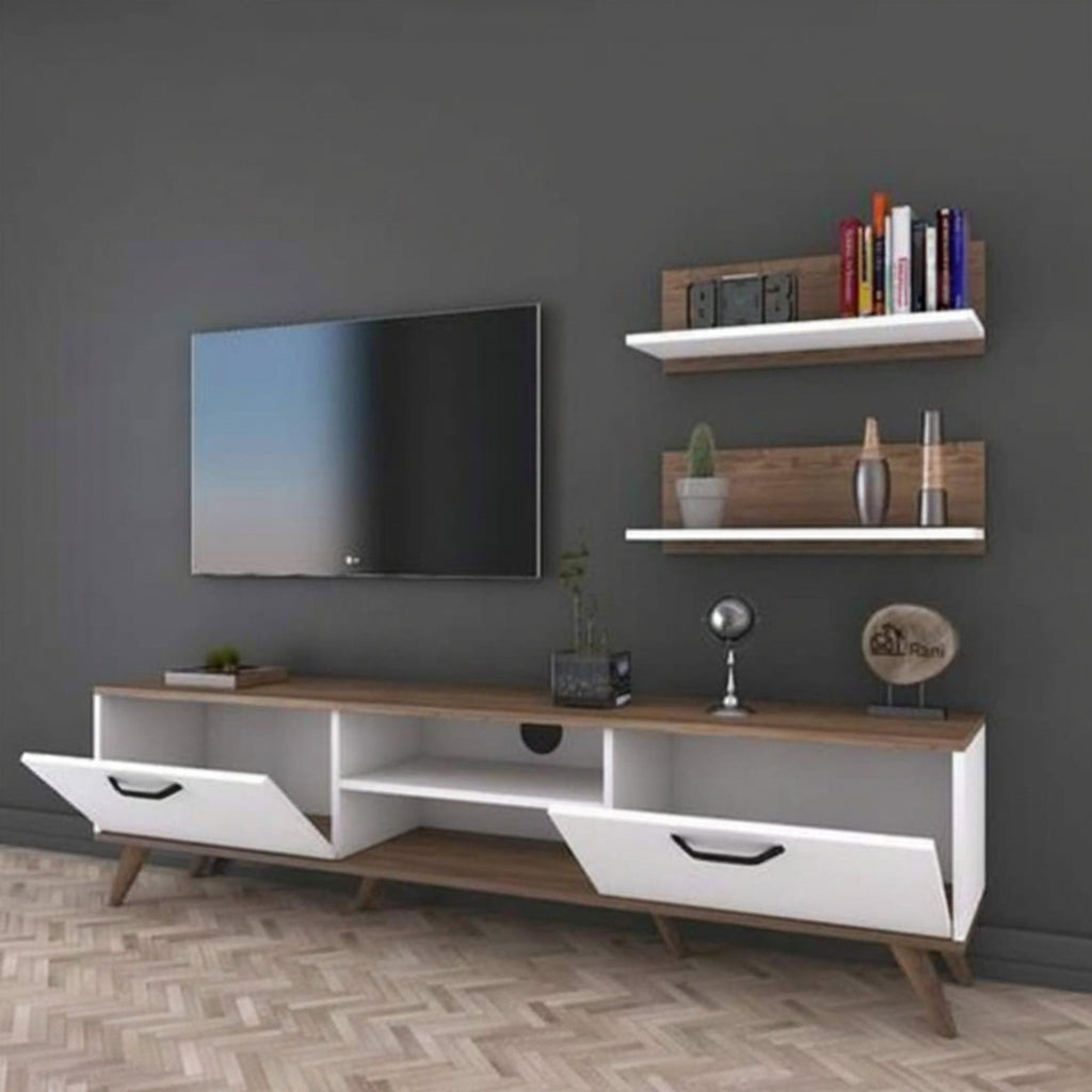 Barrel TV table with two pieces of upper unit