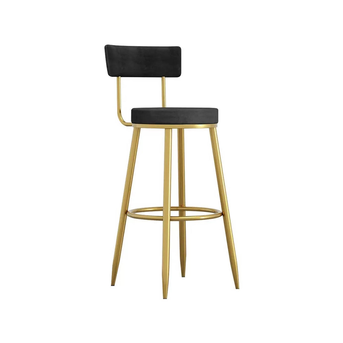 Indoor iron bar stool with luxurious velvet upholstery, comfortable and modern, for kitchens and cafés – Model - OFF-MSC-443