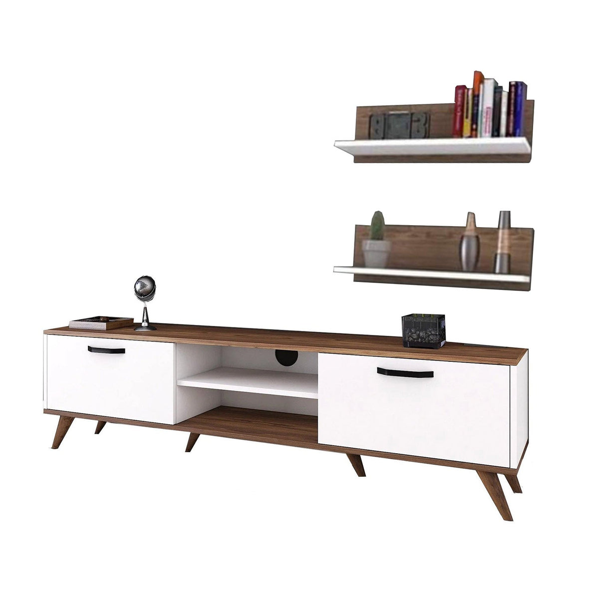 Barrel TV table with two pieces of upper unit