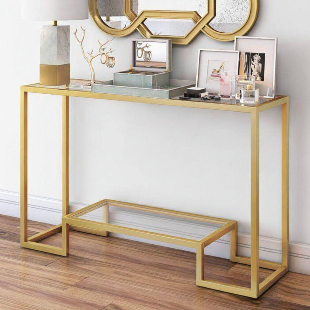 Modern iron and transparent glass console – contemporary and elegant design