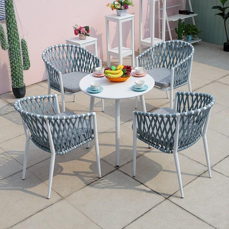 Dining set 4 chairs and iron table rust resistant - modern practical design