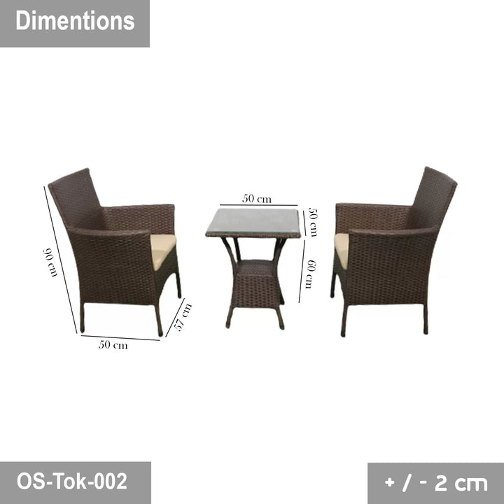 طقم رتان 2 كرسي وترابيزة TOK-002 - اوسكار رتان