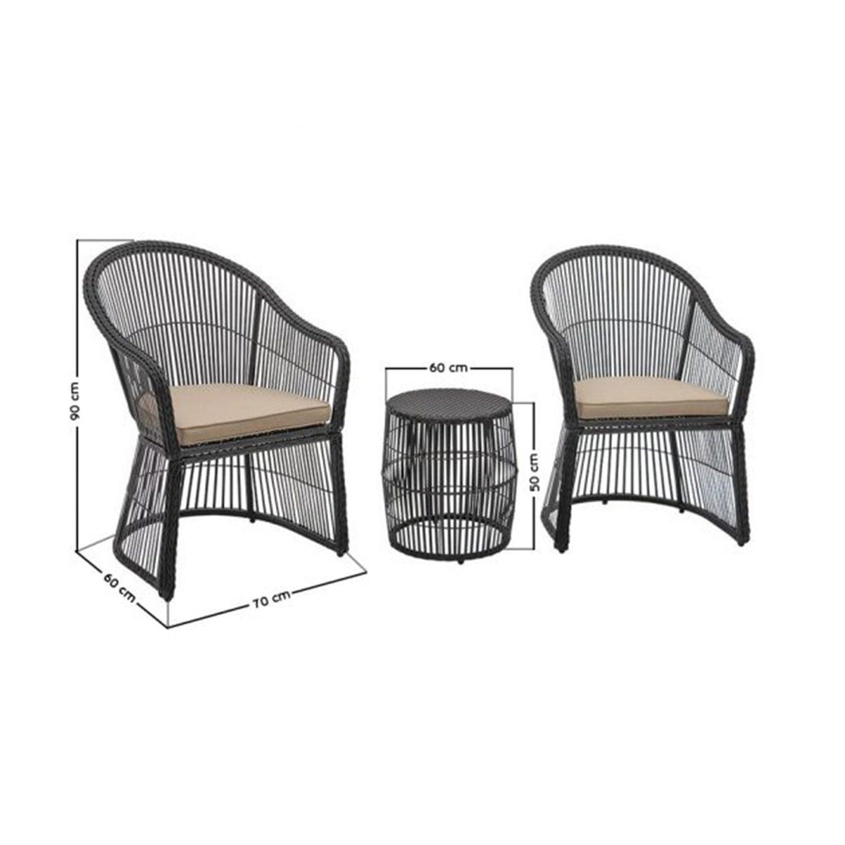 Rattan Sentra set of 2 chairs and a table