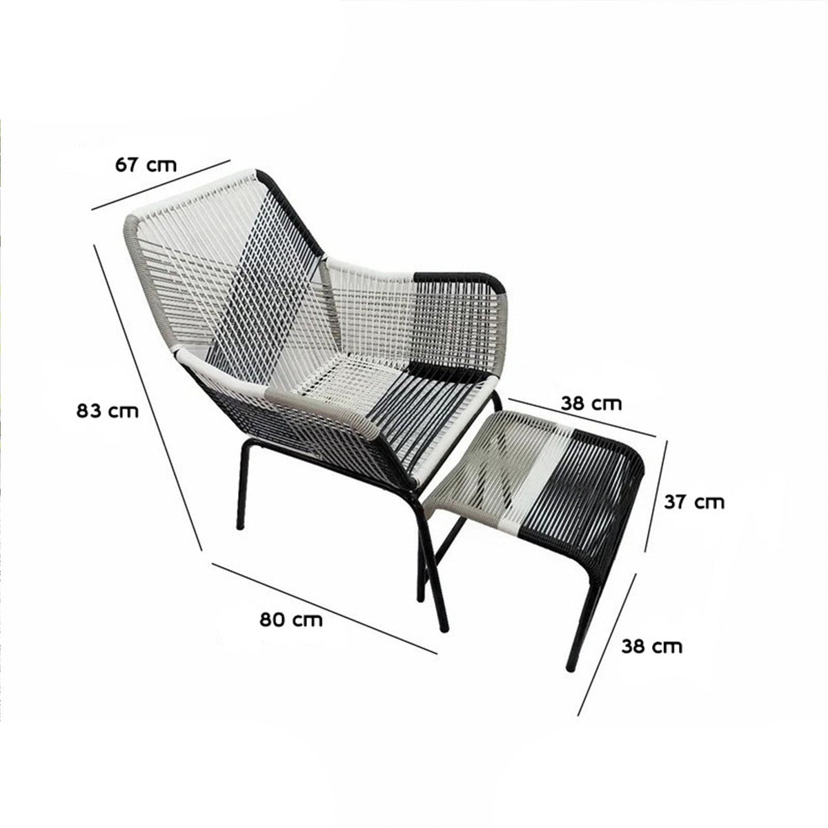Bamboo rattan chair and pouf set 135 for restaurants and cafes