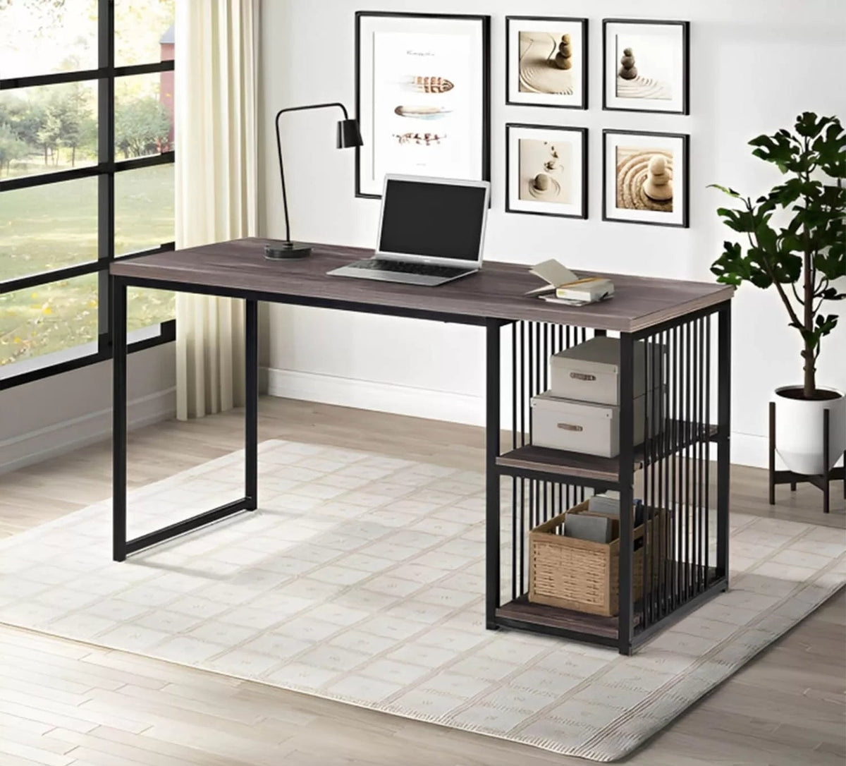 Melamine wood desk - MTC-036 - 75cmX140cm - brown color