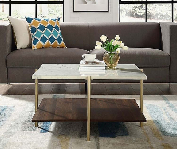 Hocha coffee table 80 * 50 MDF wood and marble – اوسكار للأثاث