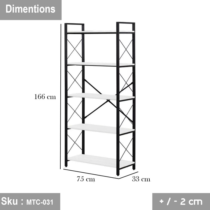 وحدة عرض خشب ملامين -  MTC-031 -33cmX75cmX166cm  - اللون ابيض  - اوسكار رتان