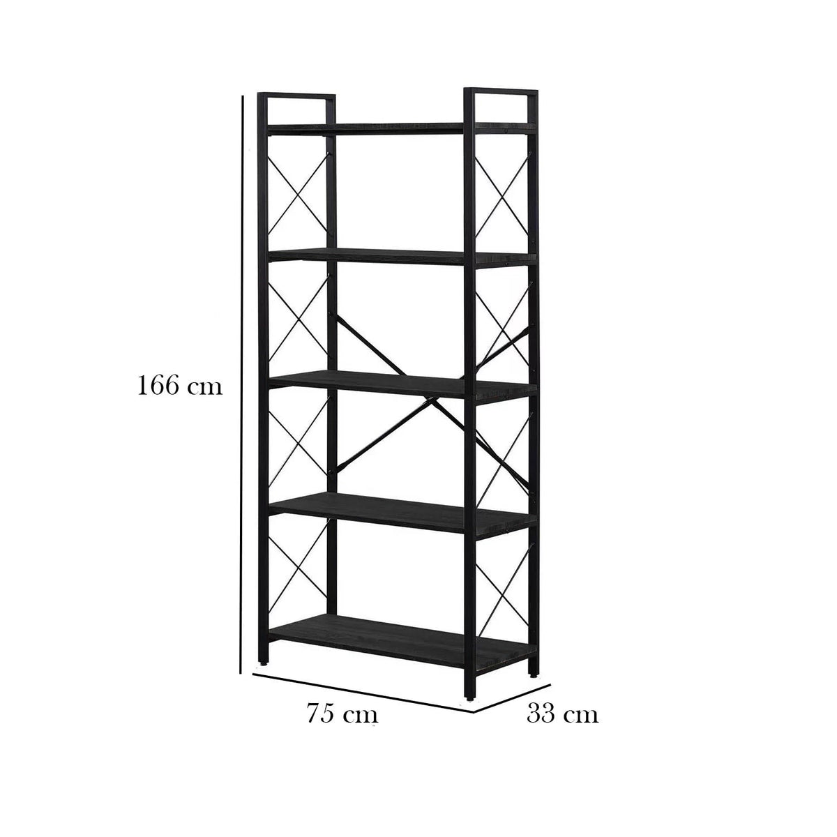 وحدة عرض خشب ملامين -  MTC-032 -33cmX75cmX166cm  - اللون اسود 