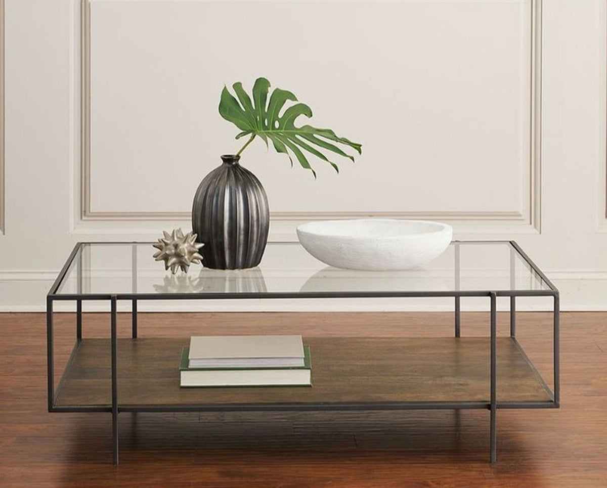 Winton coffee table   110 * 50 MDF wood and glass