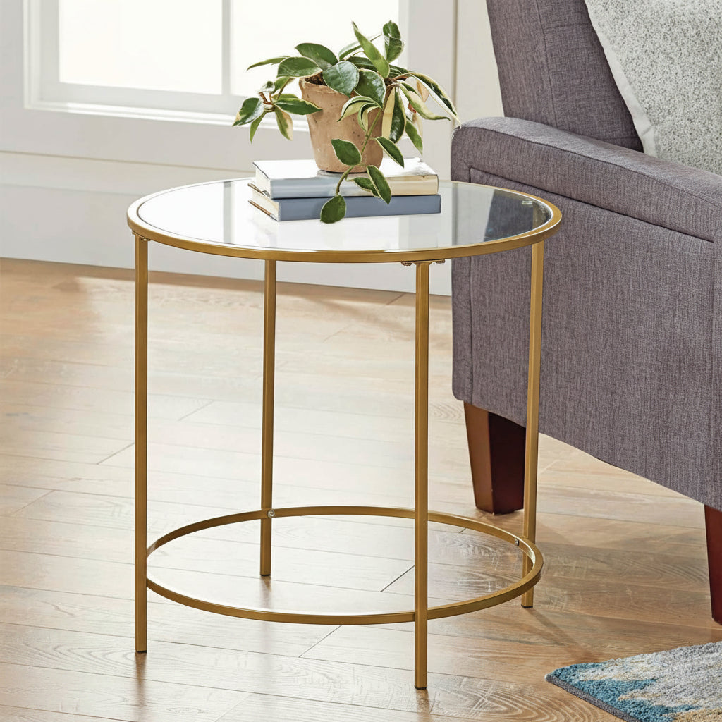 Urisa Side Table, Iron, Electrostatic Paint Gold